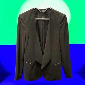 White House Black Market Black Blazer with Zipper Accents size 8
